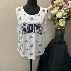 TCU Horned Frogs White Mesh Tank Top XL | Allover Logo Athletic Jersey Tee